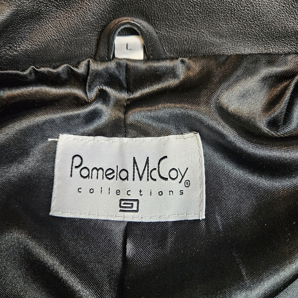 Pamela McCoy Women Black Biker Leather Jacket Size Large - Picture 8 of 10